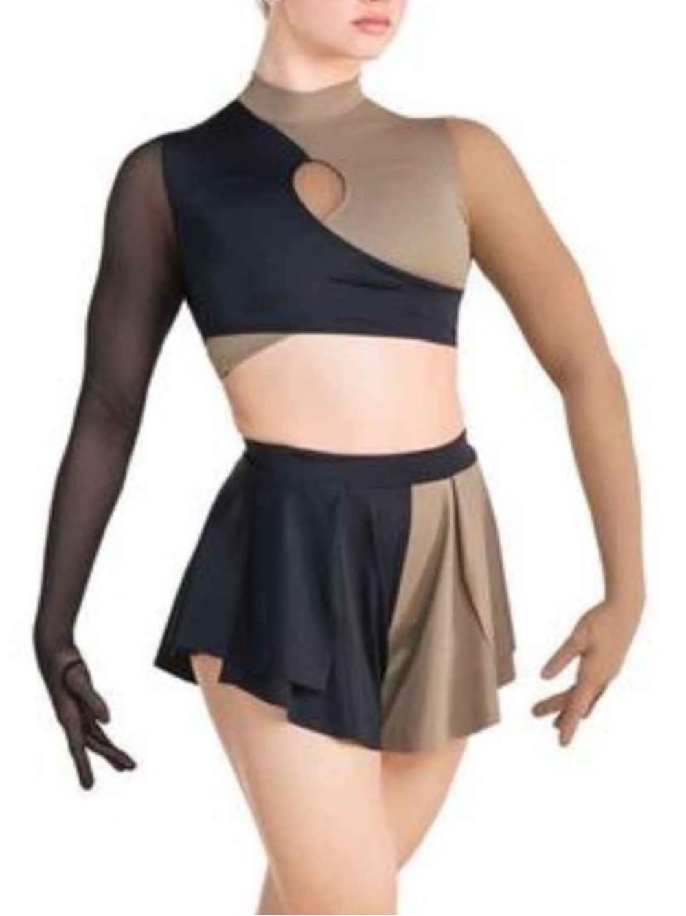 TESSELATE | DUST TH24185 Colorblock Dance costume Black and Taupe adult small